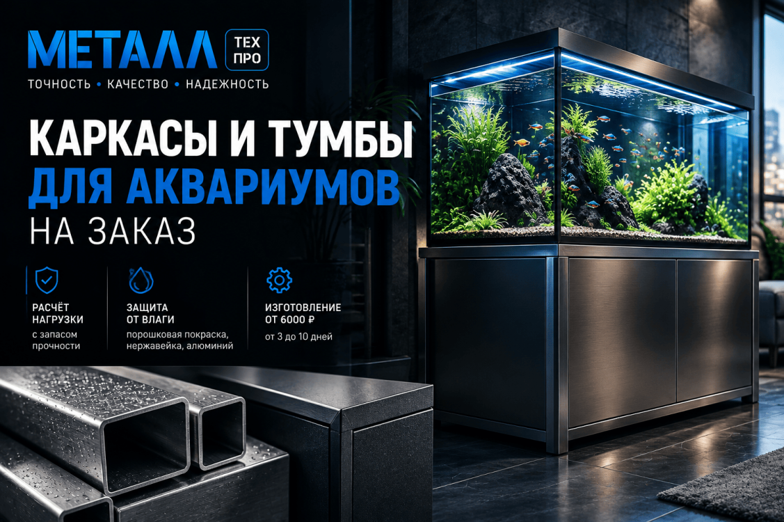 Каркас для аквариума на заказ: расчёт нагрузки, материалы.