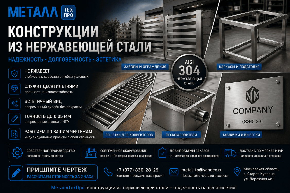 Конструкции из нержавеющей стали - от заборов до пескоуловителей